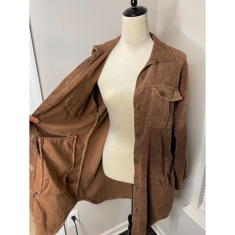 Ashley by 26 International Brown Corduroy Shacket Utility Jacket Small